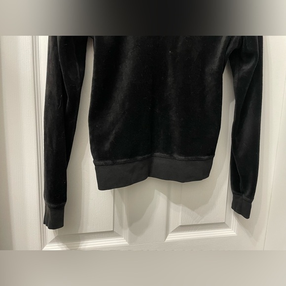 Y2K Juicy Couture Sweater Tracksuit Jacket Black Velour Full Zip Pockets Medium - Picture 7 of 10